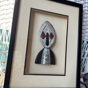 Framed Tribal Mask Art shadow box hand carved